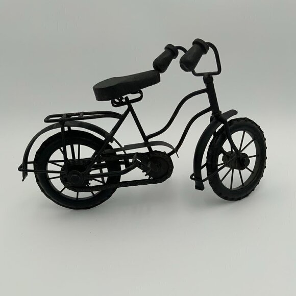 Vintage Black Mini Metal Bicycle Wood Handles And Seat 14 1/2" Home Decor - Picture 7 of 8